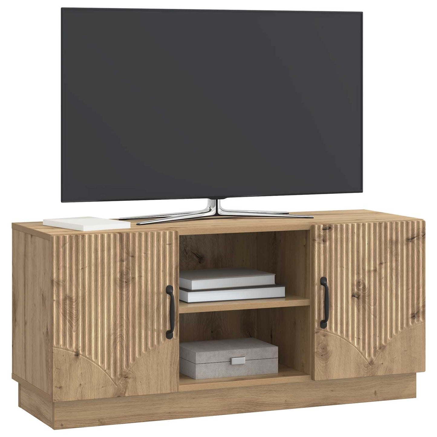 TV szekrény 102 x 34,5 x 47 cm Kézműves Tölgy Szerelt Fa