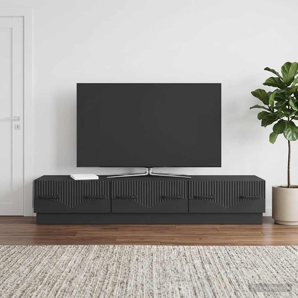 TV szekrény fiókkal Fekete 147 x 34,5 x 27 cm Szerelt Fa