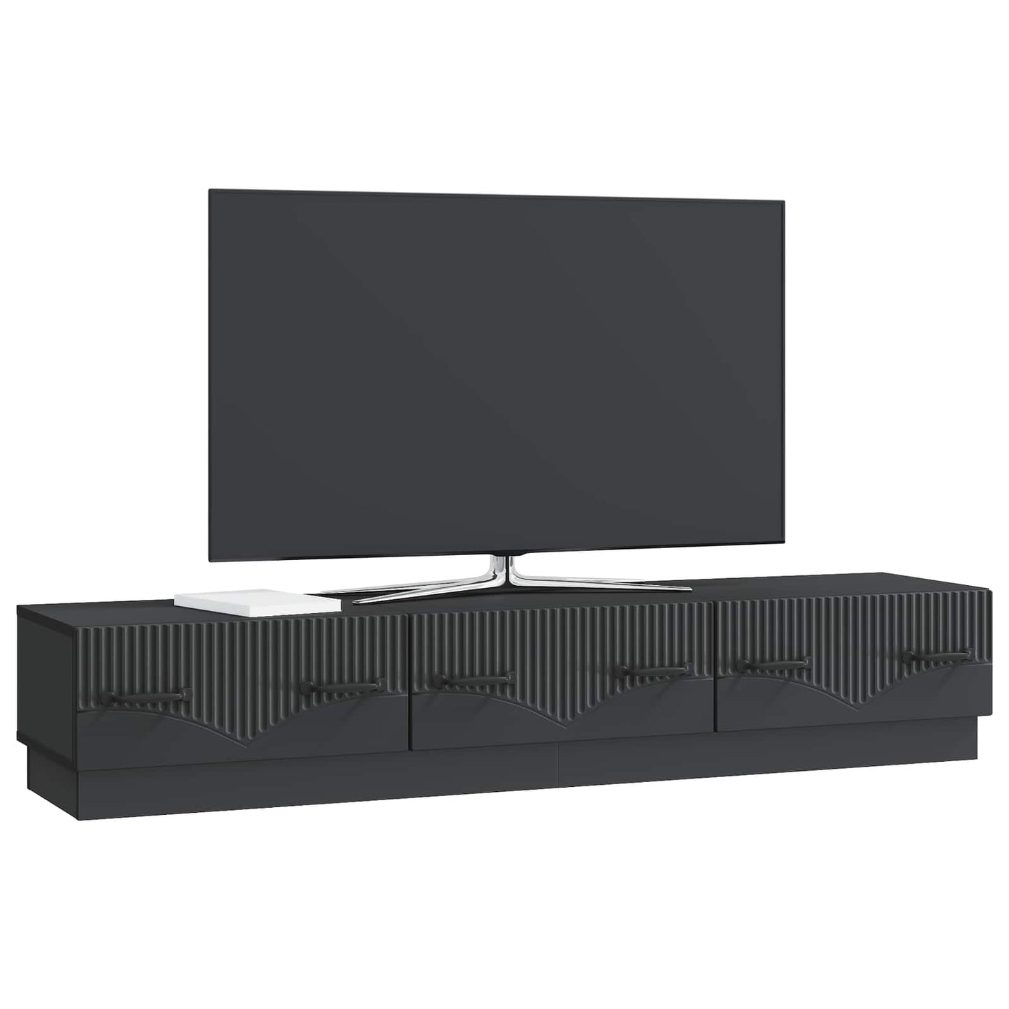 TV szekrény fiókkal Fekete 147 x 34,5 x 27 cm Szerelt Fa