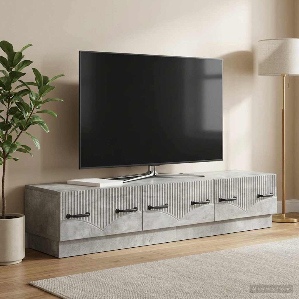 TV szekrény fiókkal Betonszürke 147 x 34,5 x 27 cm Szerelt Fa