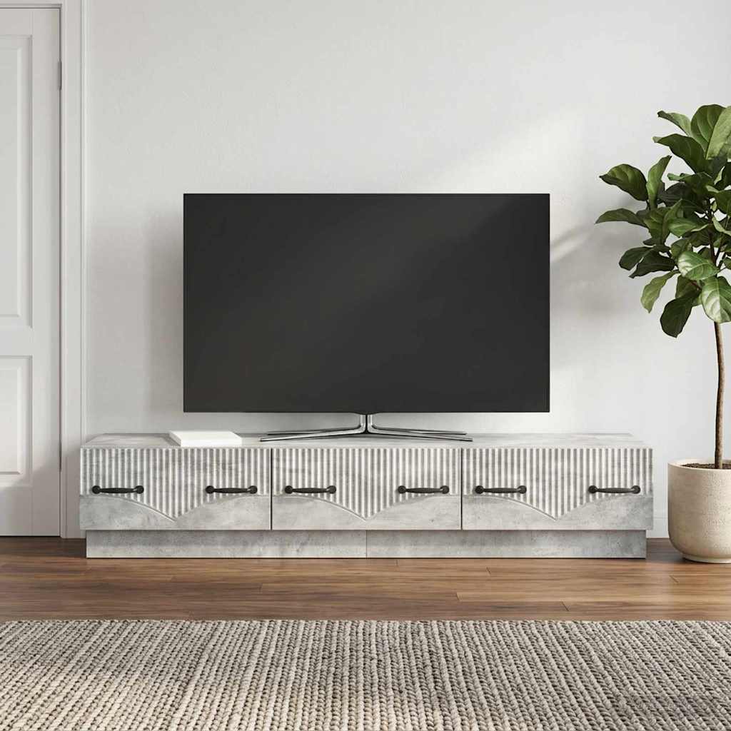 TV szekrény fiókkal Betonszürke 147 x 34,5 x 27 cm Szerelt Fa