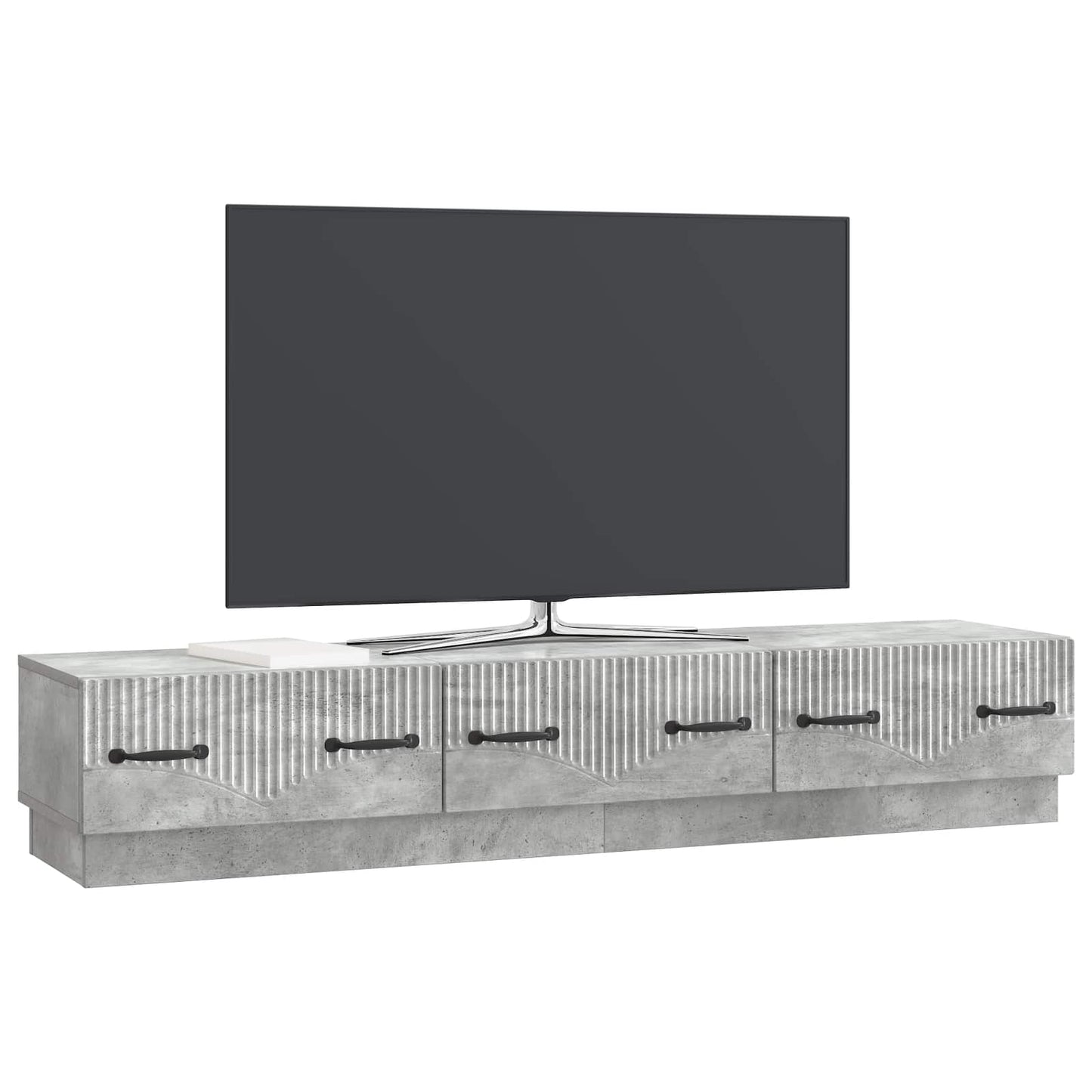 TV szekrény fiókkal Betonszürke 147 x 34,5 x 27 cm Szerelt Fa