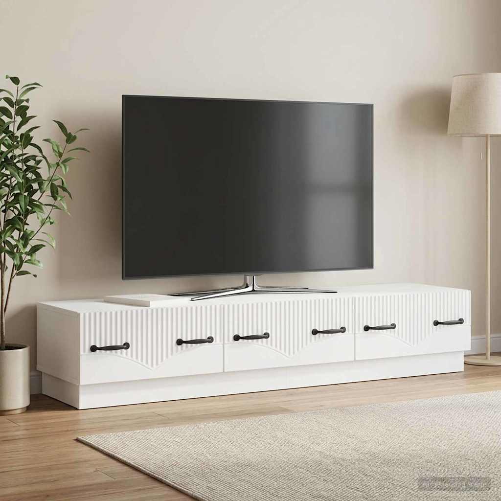 TV szekrény Magasfényű Fehér 147 x 34,5 x 27 cm Szerelt Fa