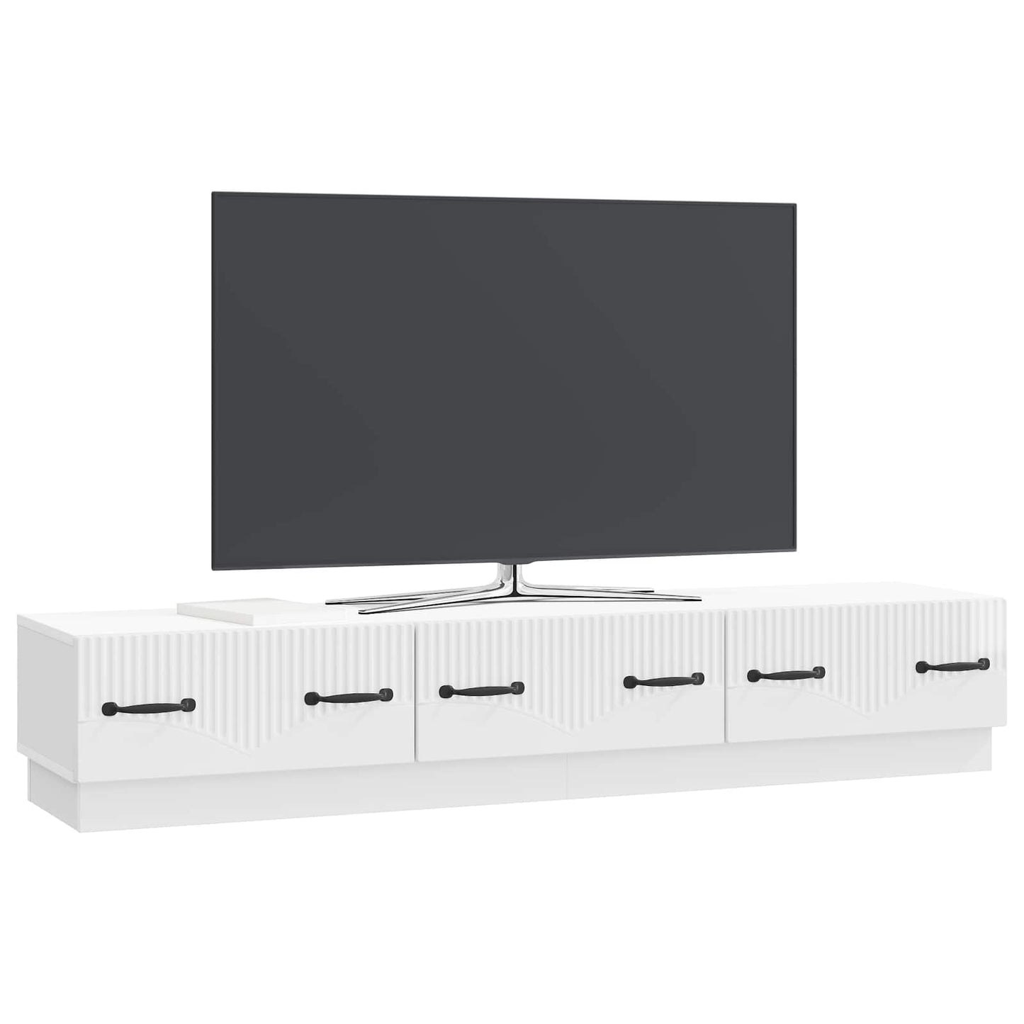 TV szekrény Magasfényű Fehér 147 x 34,5 x 27 cm Szerelt Fa