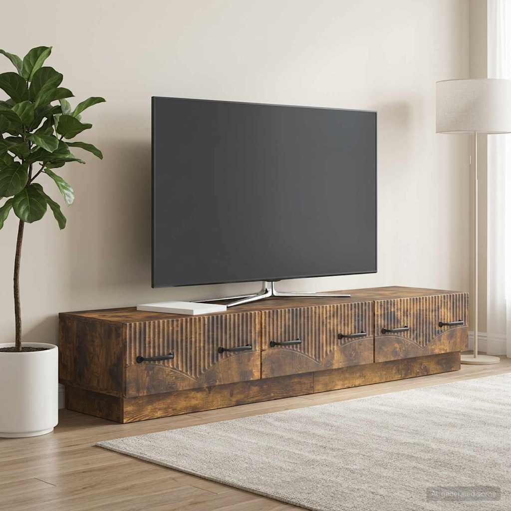 TV szekrény fiókkal Füstös Tölgy 147 x 34,5 x 27 cm Szerelt Fa