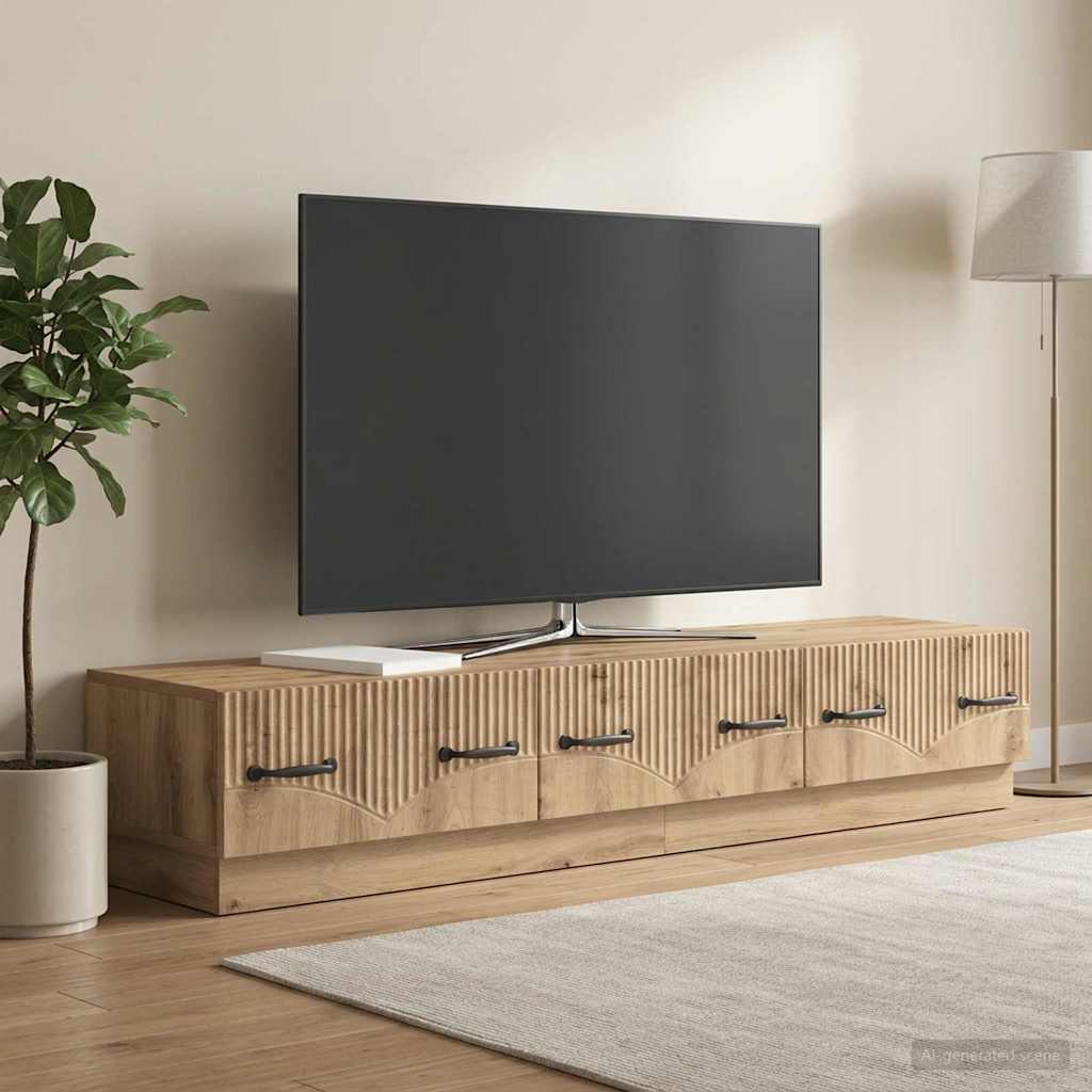TV szekrény 147 x 34,5 x 27 cm Kézműves Tölgy Szerelt Fa