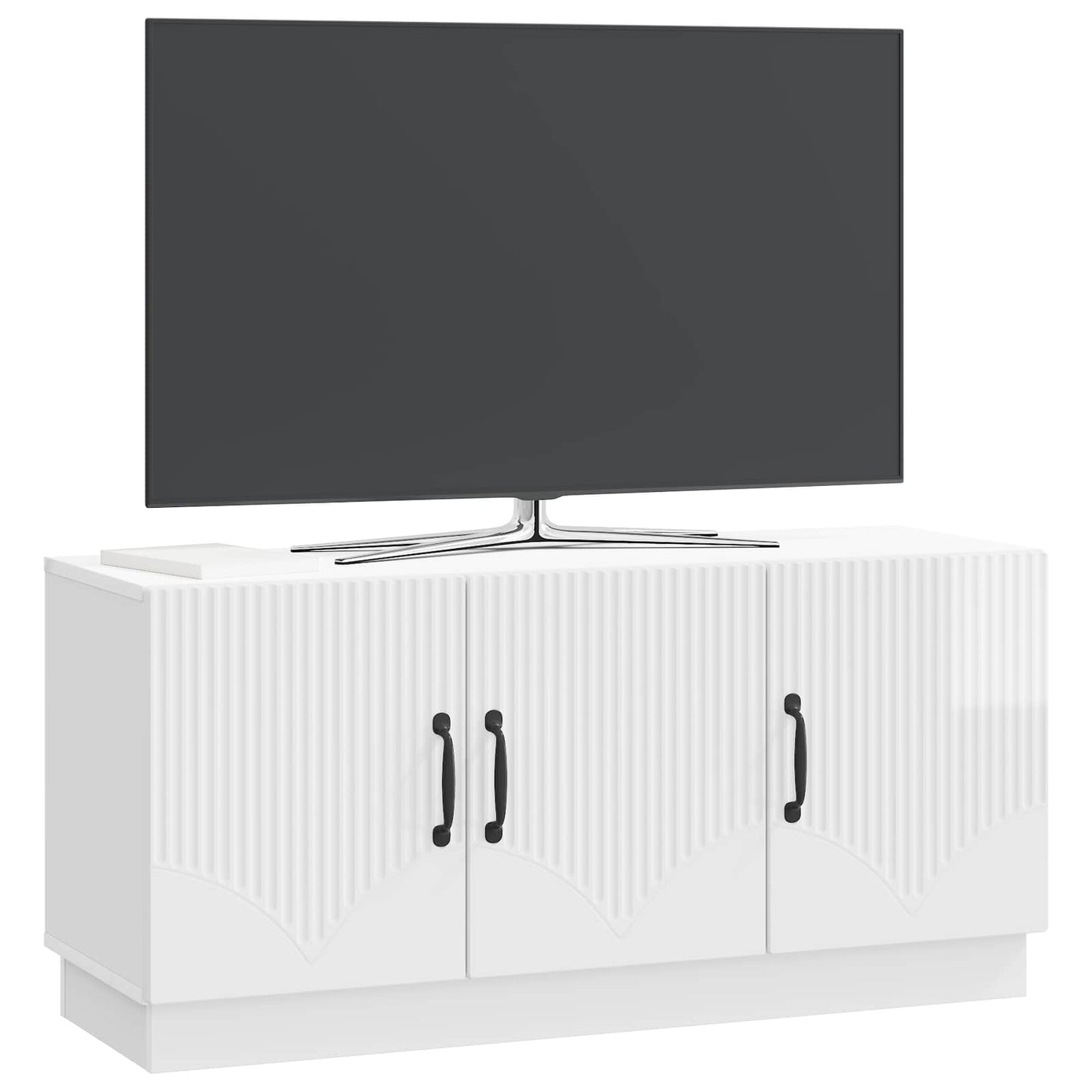 TV szekrény Magasfényű Fehér 99 x 34,5 x 47 cm Szerelt Fa