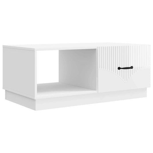 Dohányzóasztal Magasfényű Fehér 90 x 50 x 37 cm Szerelt Fa