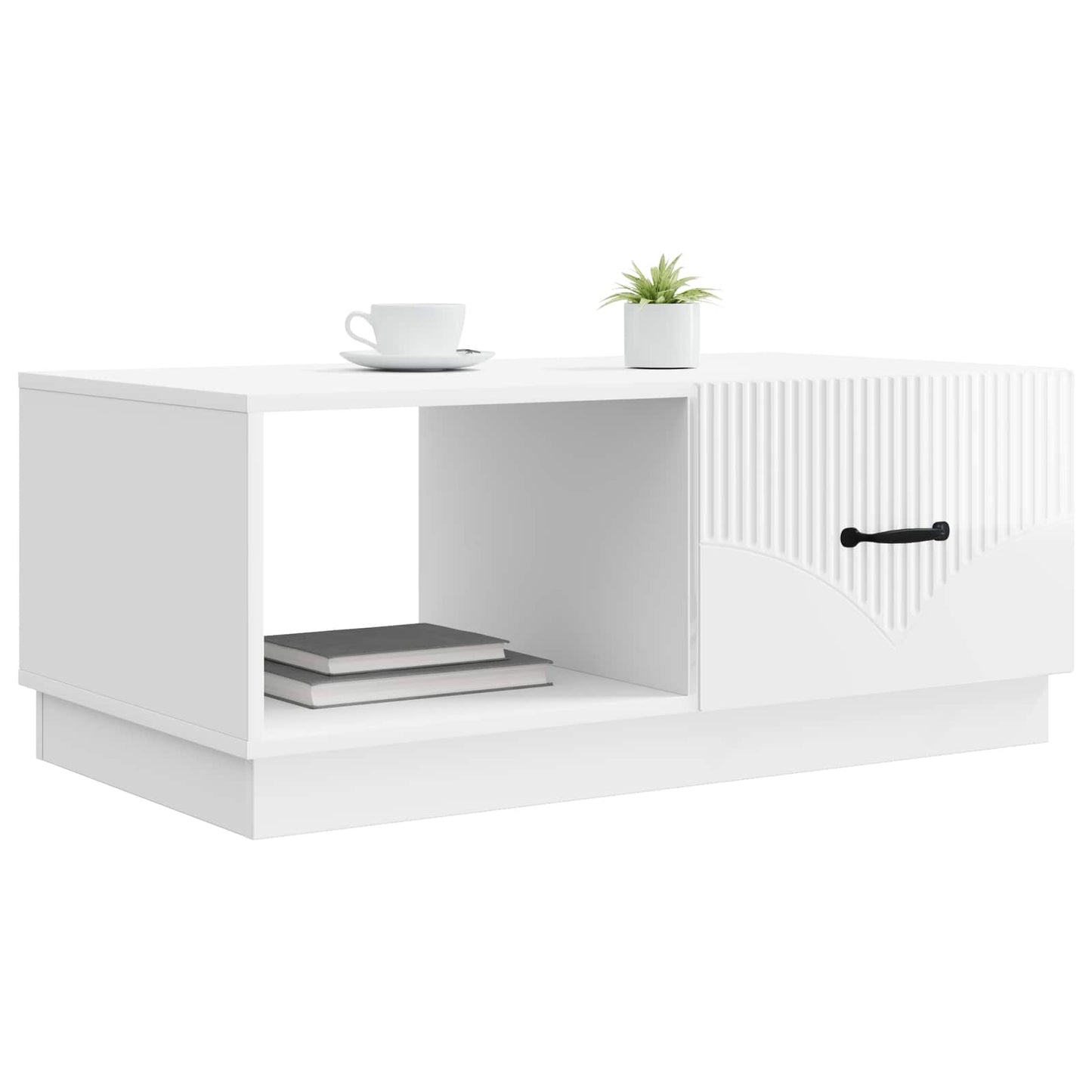 Dohányzóasztal Magasfényű Fehér 90 x 50 x 37 cm Szerelt Fa