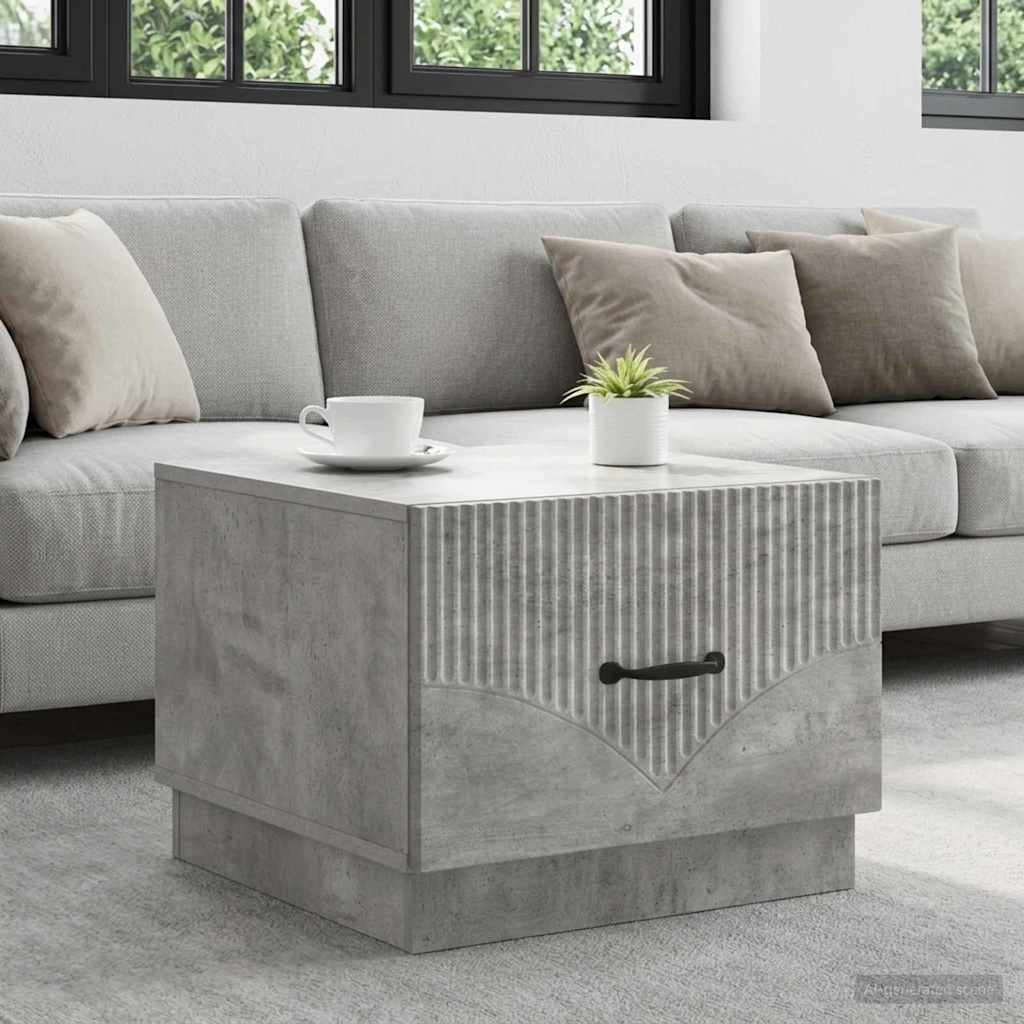 Dohányzóasztal fiókkal Betonszürke 49 x 50 x 37 cm Szerelt Fa