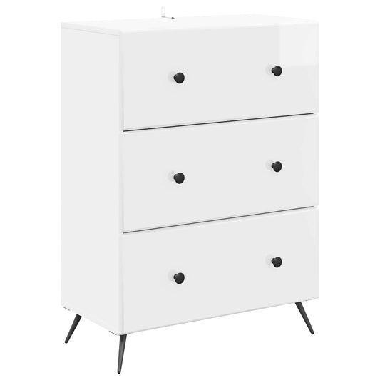 Fiókos szekrény Magasfényű Fehér 66 x 34,5 x 90 cm Szerelt Fa