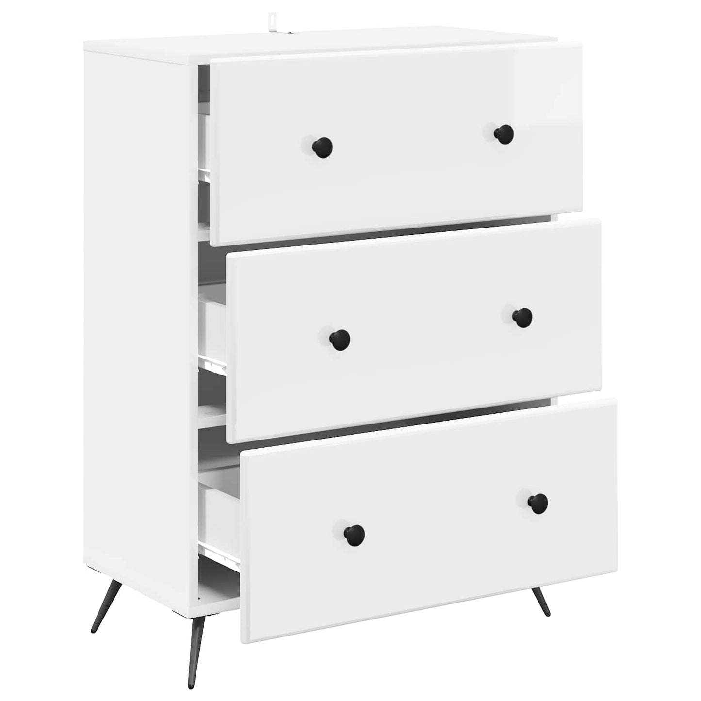 Fiókos szekrény Magasfényű Fehér 66 x 34,5 x 90 cm Szerelt Fa