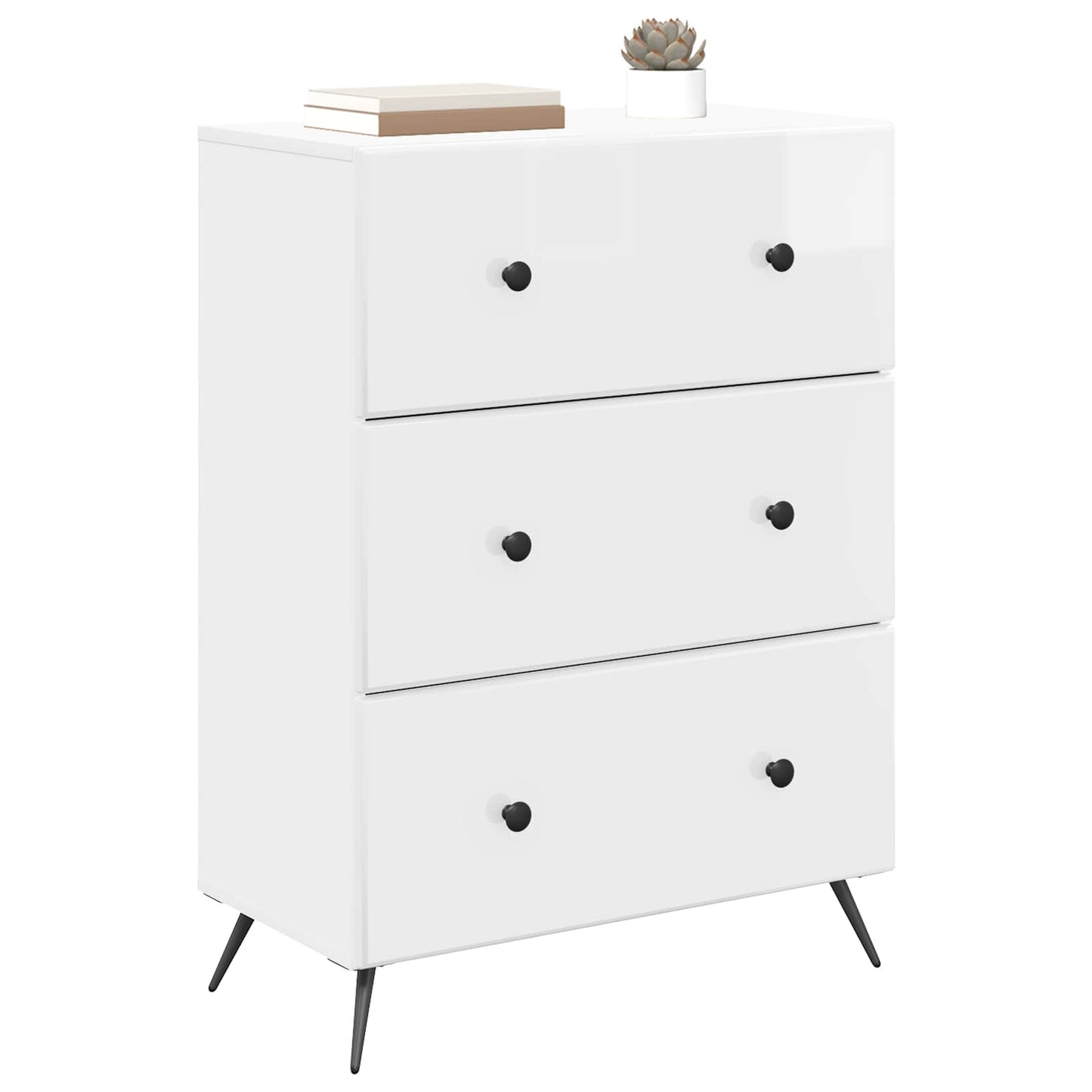 Fiókos szekrény Magasfényű Fehér 66 x 34,5 x 90 cm Szerelt Fa