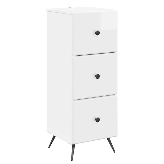 Fiókos szekrény Magasfényű Fehér 33 x 34,5 x 90 cm Szerelt Fa