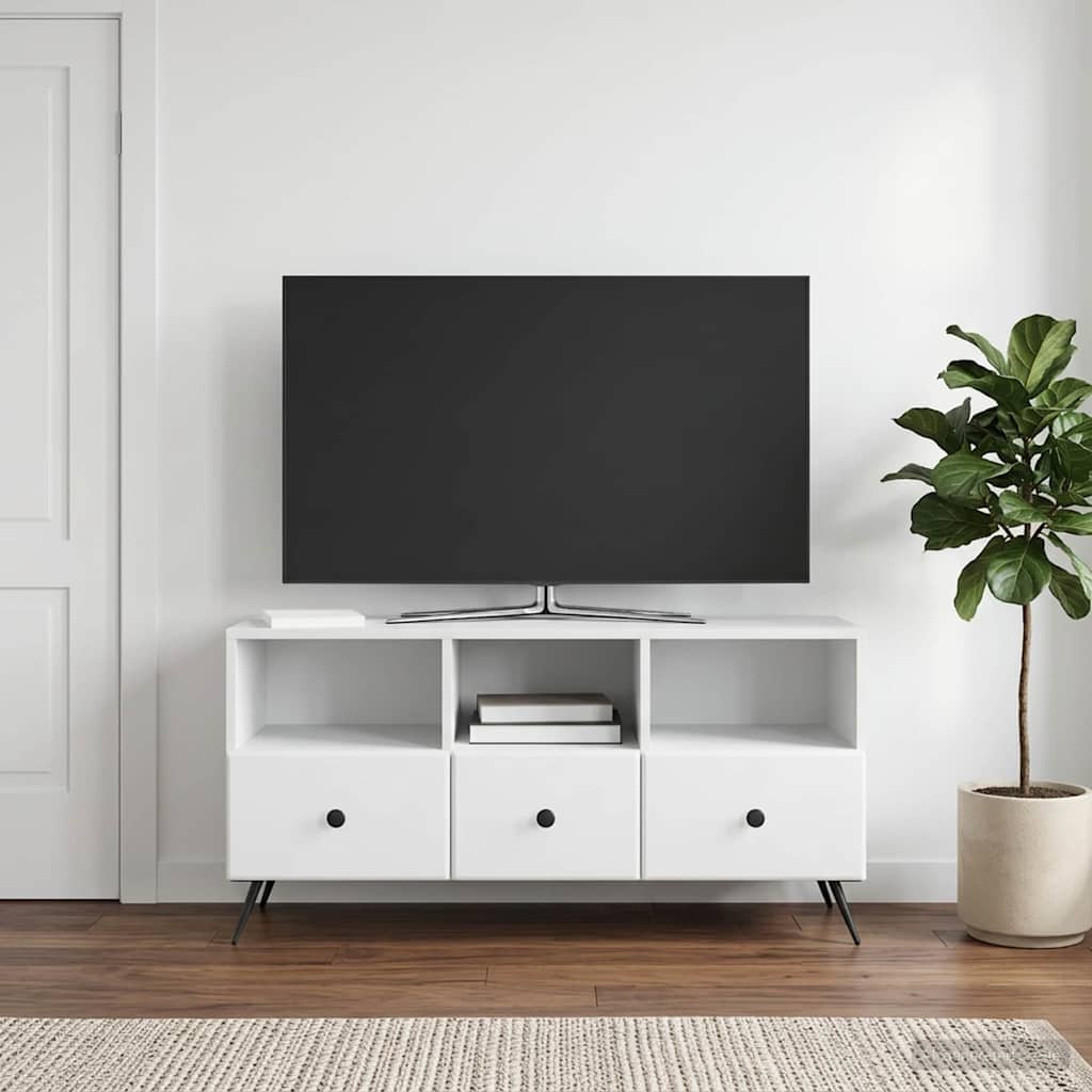 TV szekrény fiókkal Fehér 102 x 34,5 x 50 cm Szerelt Fa