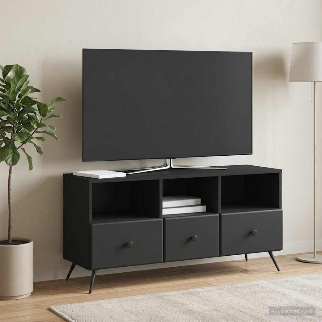 TV szekrény fiókkal Fekete 102 x 34,5 x 50 cm Szerelt Fa