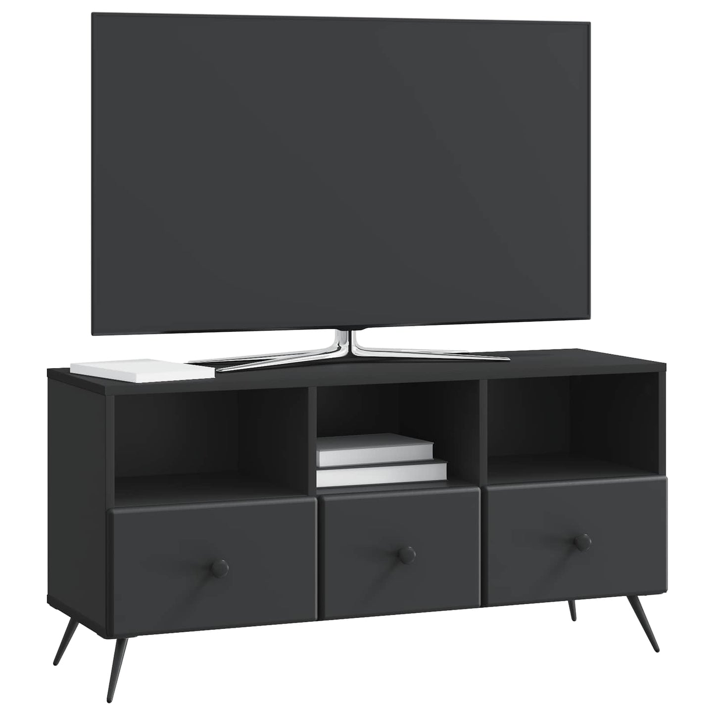 TV szekrény fiókkal Fekete 102 x 34,5 x 50 cm Szerelt Fa