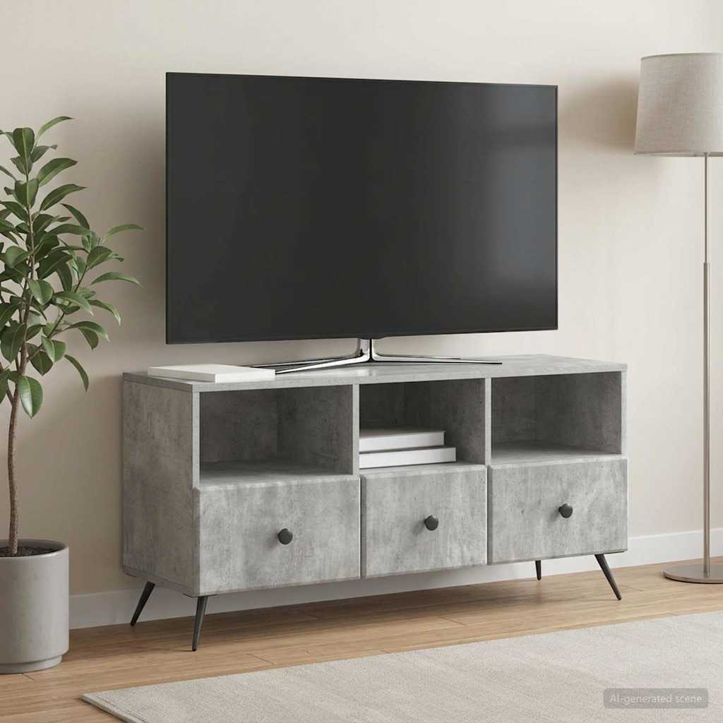 TV szekrény fiókkal Betonszürke 102 x 34,5 x 50 cm Szerelt Fa