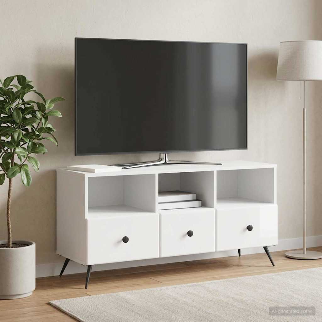 TV szekrény Magasfényű Fehér 102 x 34,5 x 50 cm Szerelt Fa