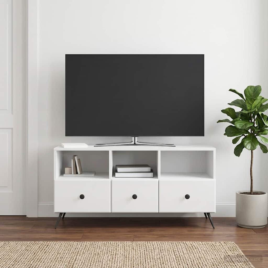 TV szekrény Magasfényű Fehér 102 x 34,5 x 50 cm Szerelt Fa