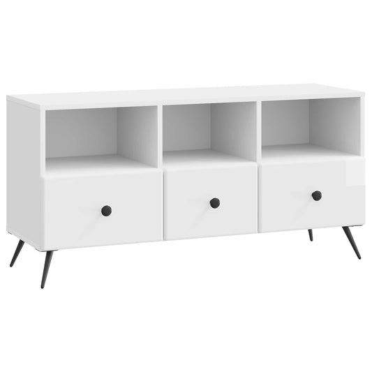 TV szekrény Magasfényű Fehér 102 x 34,5 x 50 cm Szerelt Fa