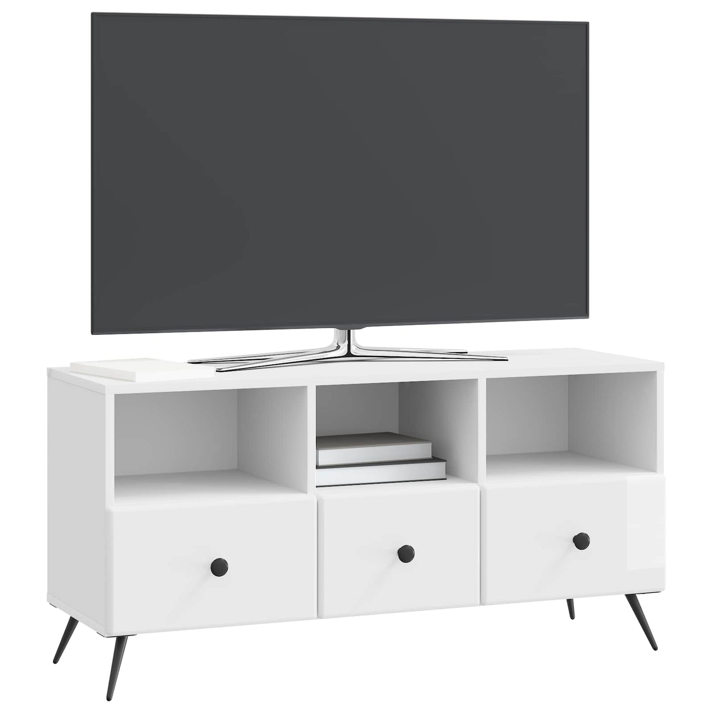 TV szekrény Magasfényű Fehér 102 x 34,5 x 50 cm Szerelt Fa