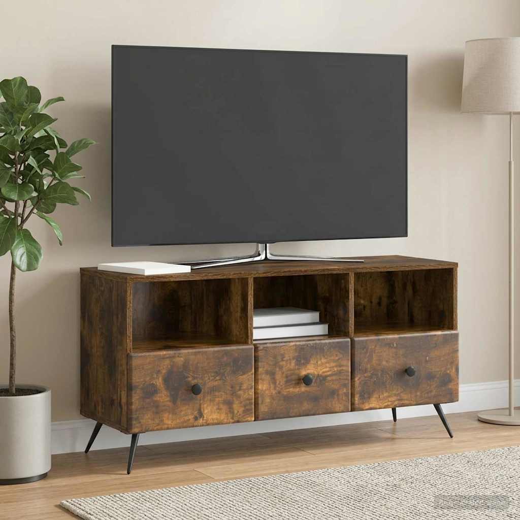 TV szekrény fiókkal Füstös Tölgy 102 x 34,5 x 50 cm Szerelt Fa