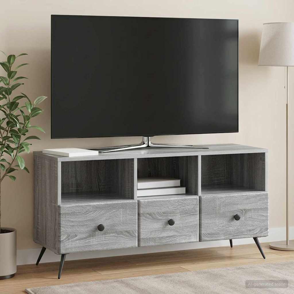 TV szekrény fiókkal Szürke Sonoma 102 x 34,5 x 50 cm Szerelt Fa