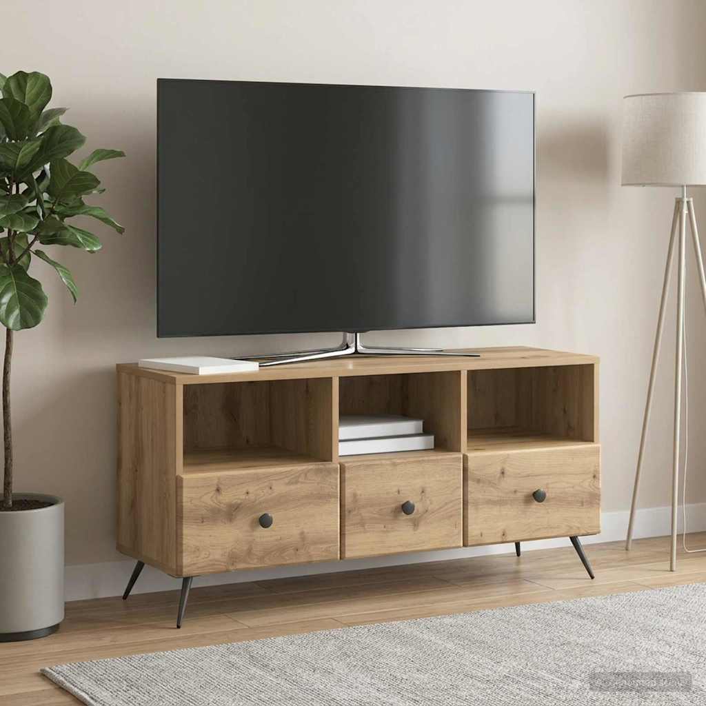 TV szekrény 102 x 34,5 x 50 cm Kézműves Tölgy Szerelt Fa