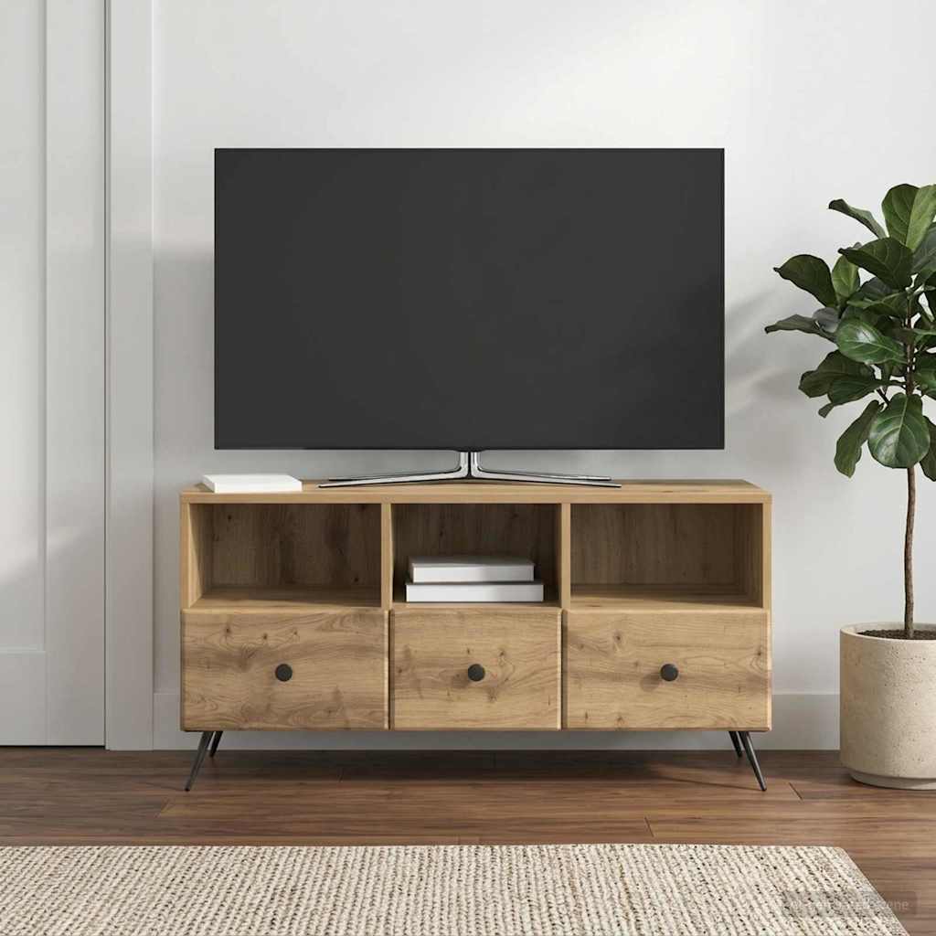 TV szekrény 102 x 34,5 x 50 cm Kézműves Tölgy Szerelt Fa