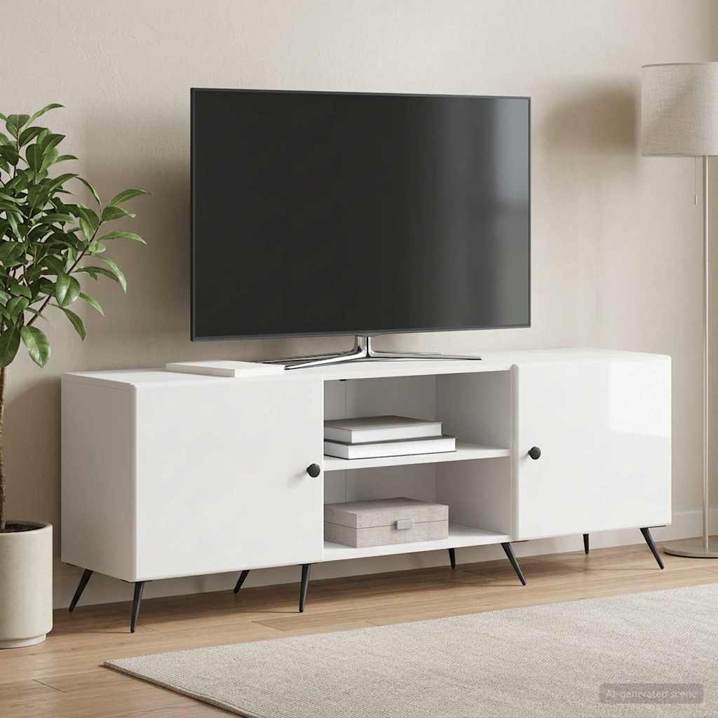 TV szekrény Magasfényű Fehér 150 x 31 x 50 cm Szerelt Fa