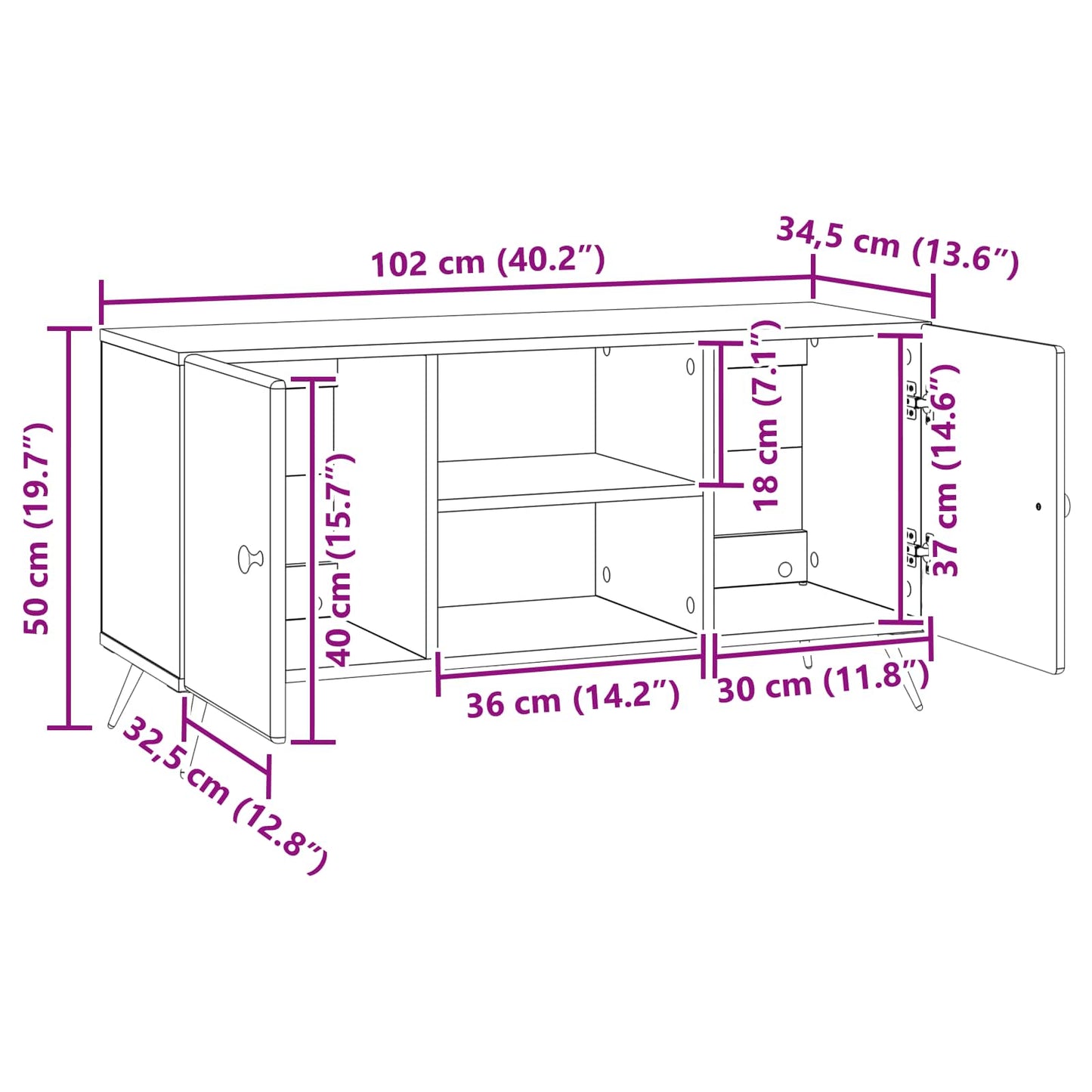 TV szekrény Fekete 102 x 34,5 x 50 cm Szerelt Fa