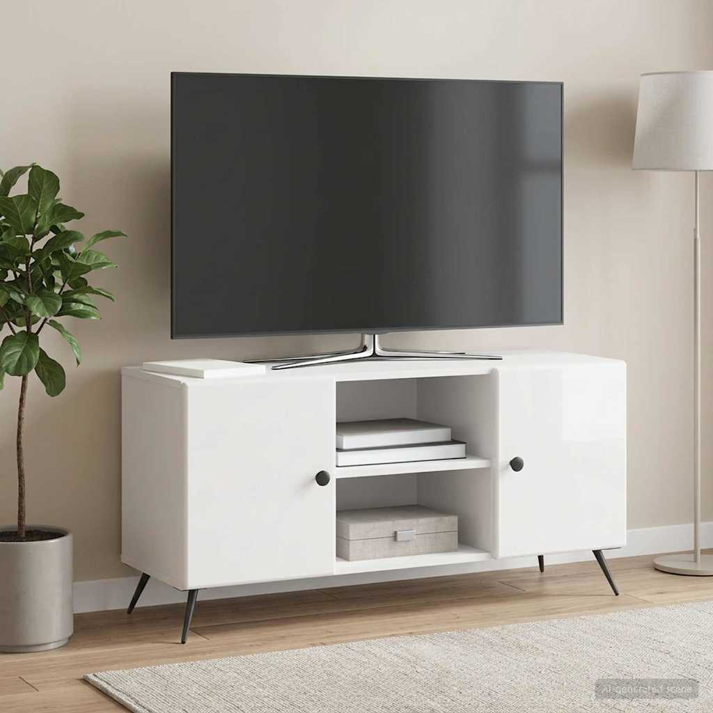 TV szekrény Magasfényű Fehér 102 x 34,5 x 50 cm Szerelt Fa