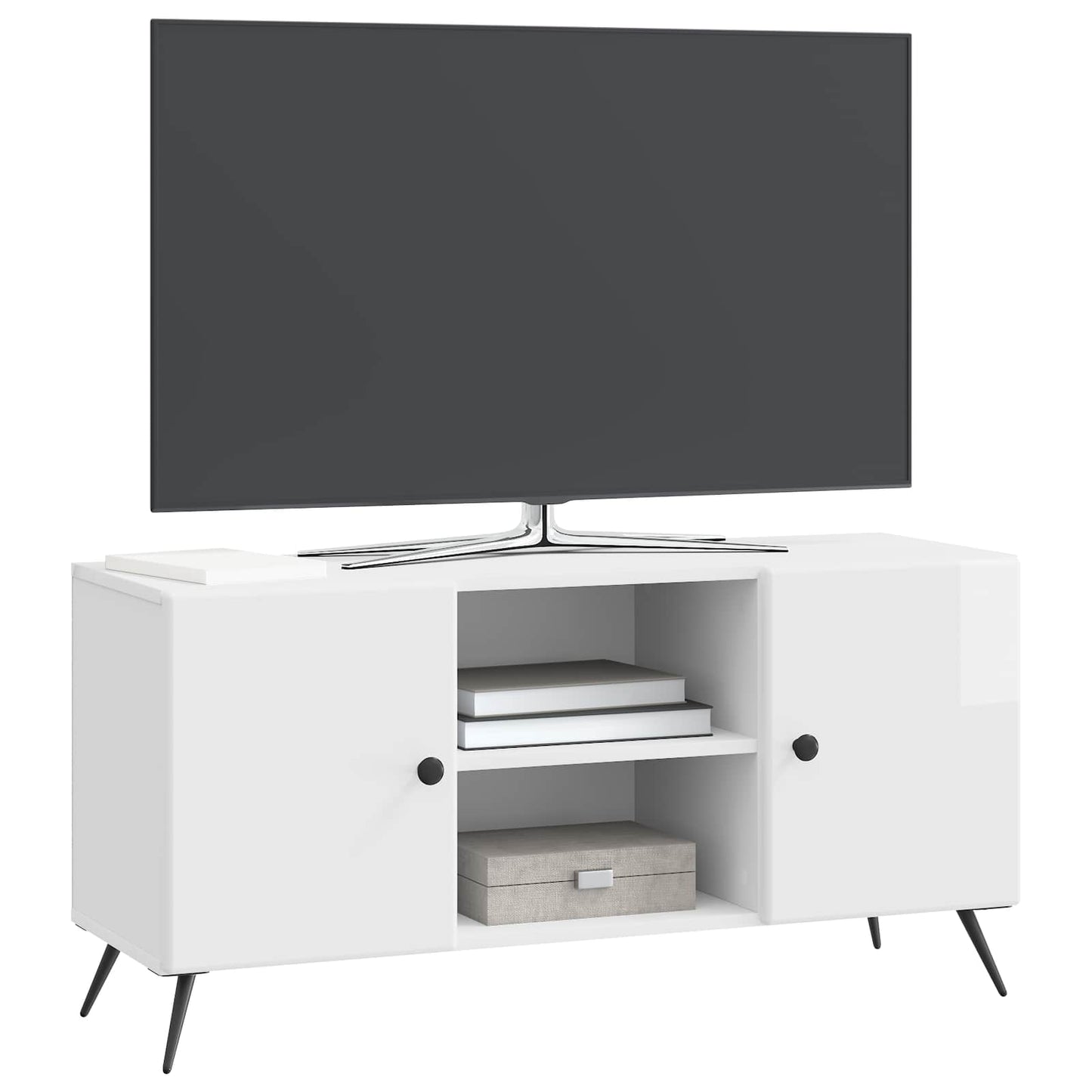 TV szekrény Magasfényű Fehér 102 x 34,5 x 50 cm Szerelt Fa