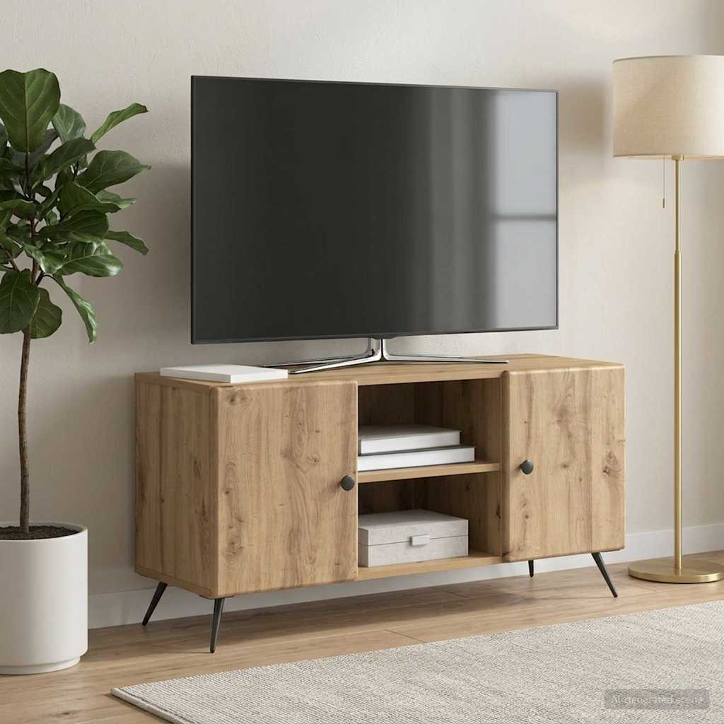 TV szekrény 102 x 34,5 x 50 cm Kézműves Tölgy Szerelt Fa