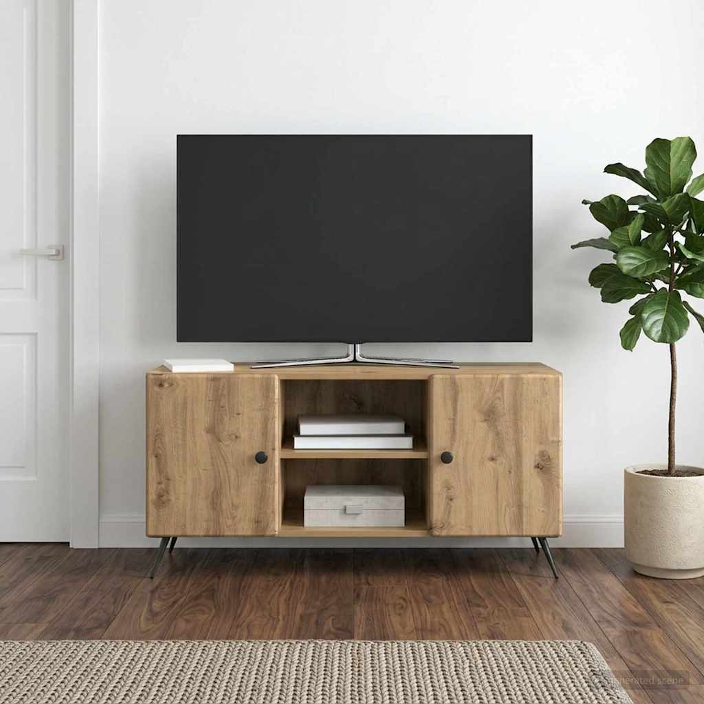 TV szekrény 102 x 34,5 x 50 cm Kézműves Tölgy Szerelt Fa