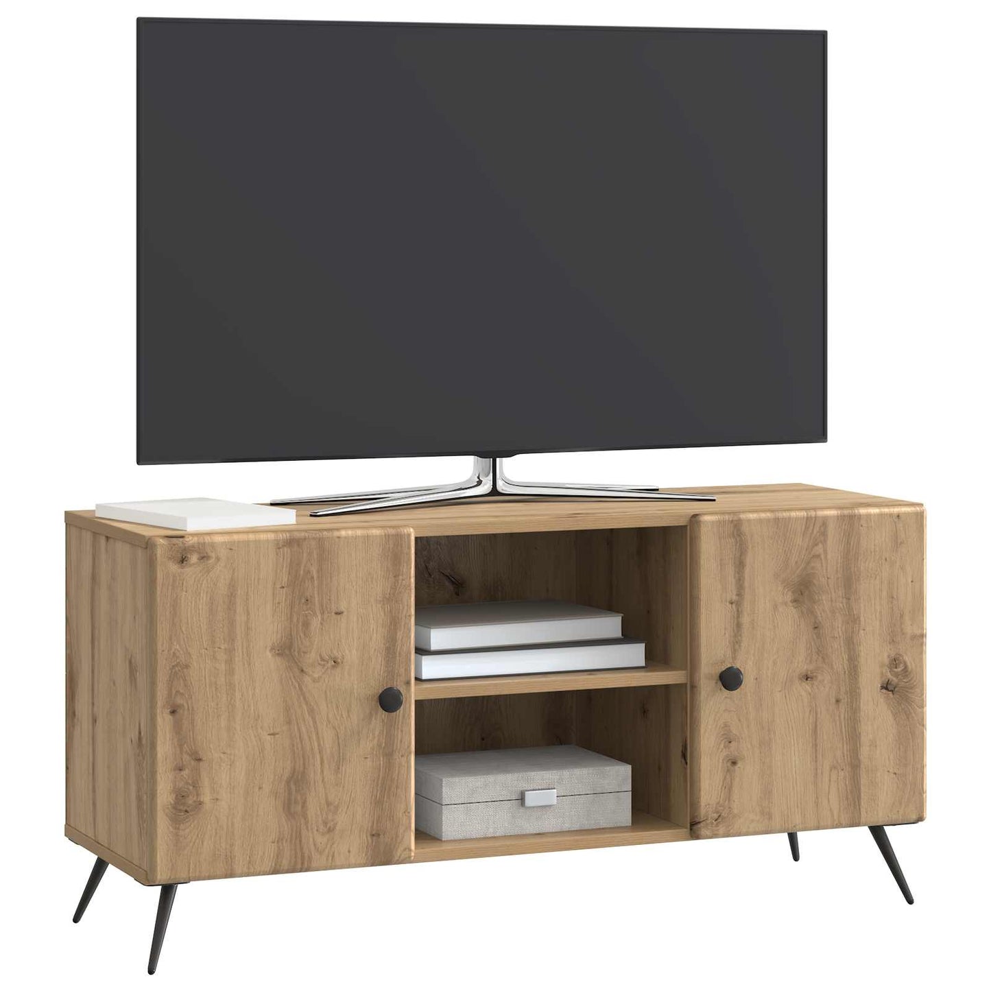 TV szekrény 102 x 34,5 x 50 cm Kézműves Tölgy Szerelt Fa