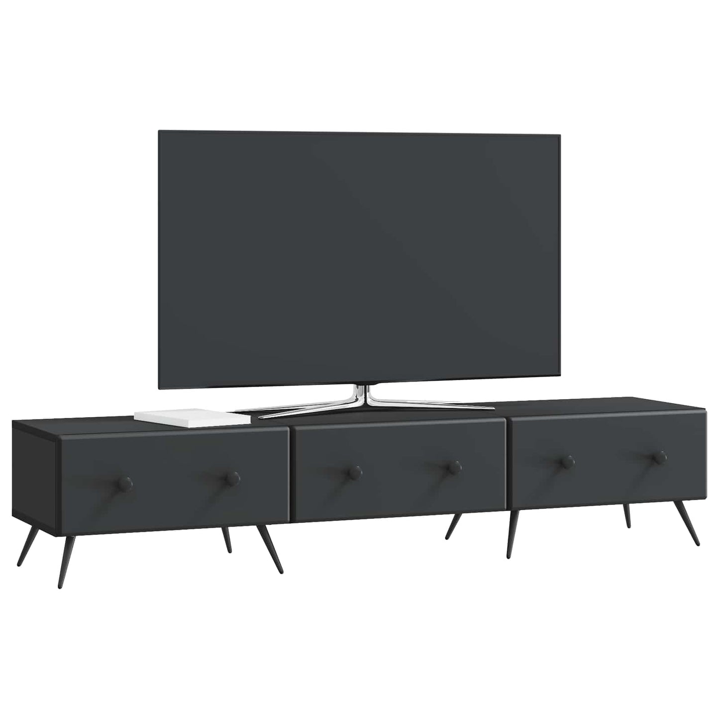 TV szekrény fiókkal Fekete 147 x 34,5 x 30 cm Szerelt Fa