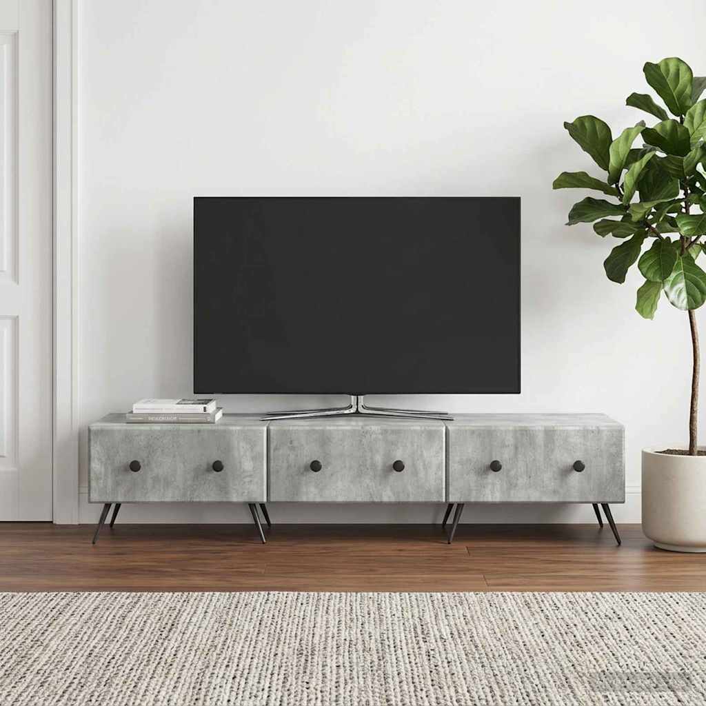 TV szekrény fiókkal Betonszürke 147 x 34,5 x 30 cm Szerelt Fa