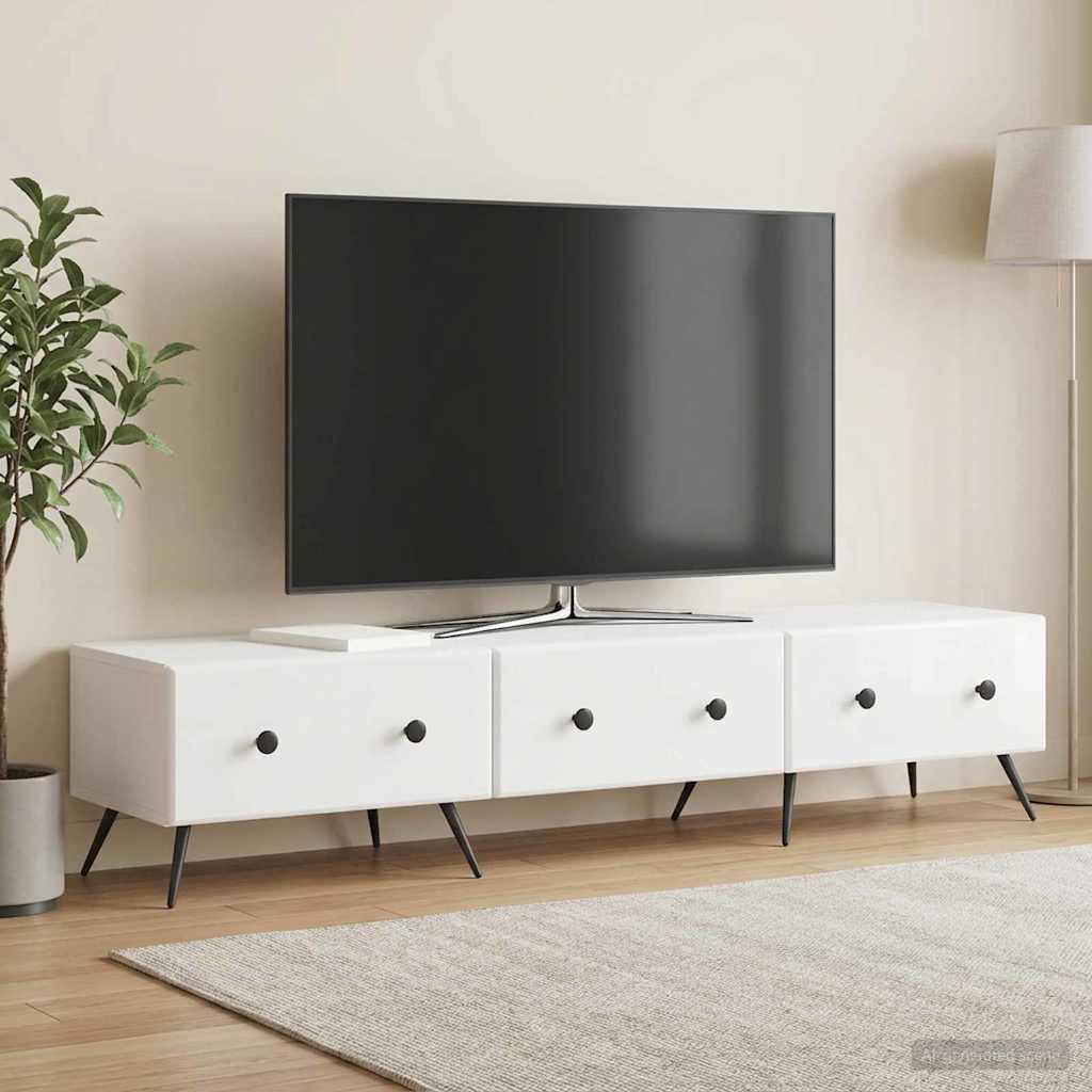 TV szekrény Magasfényű Fehér 147 x 34,5 x 30 cm Szerelt Fa