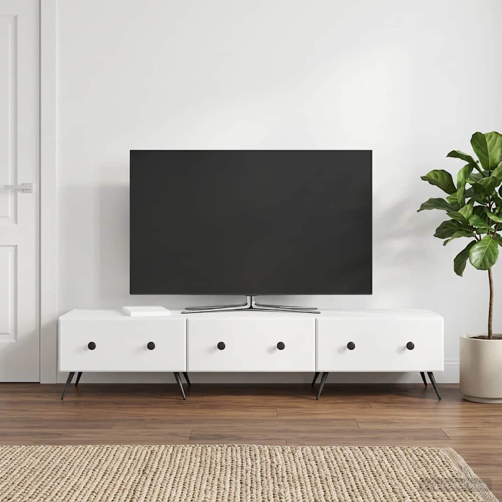 TV szekrény Magasfényű Fehér 147 x 34,5 x 30 cm Szerelt Fa