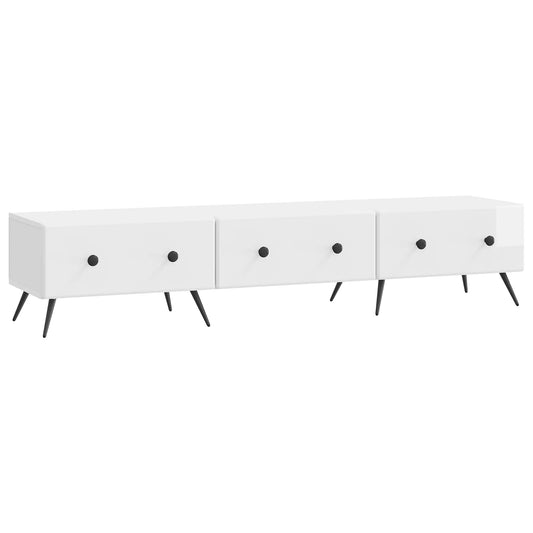 TV szekrény Magasfényű Fehér 147 x 34,5 x 30 cm Szerelt Fa