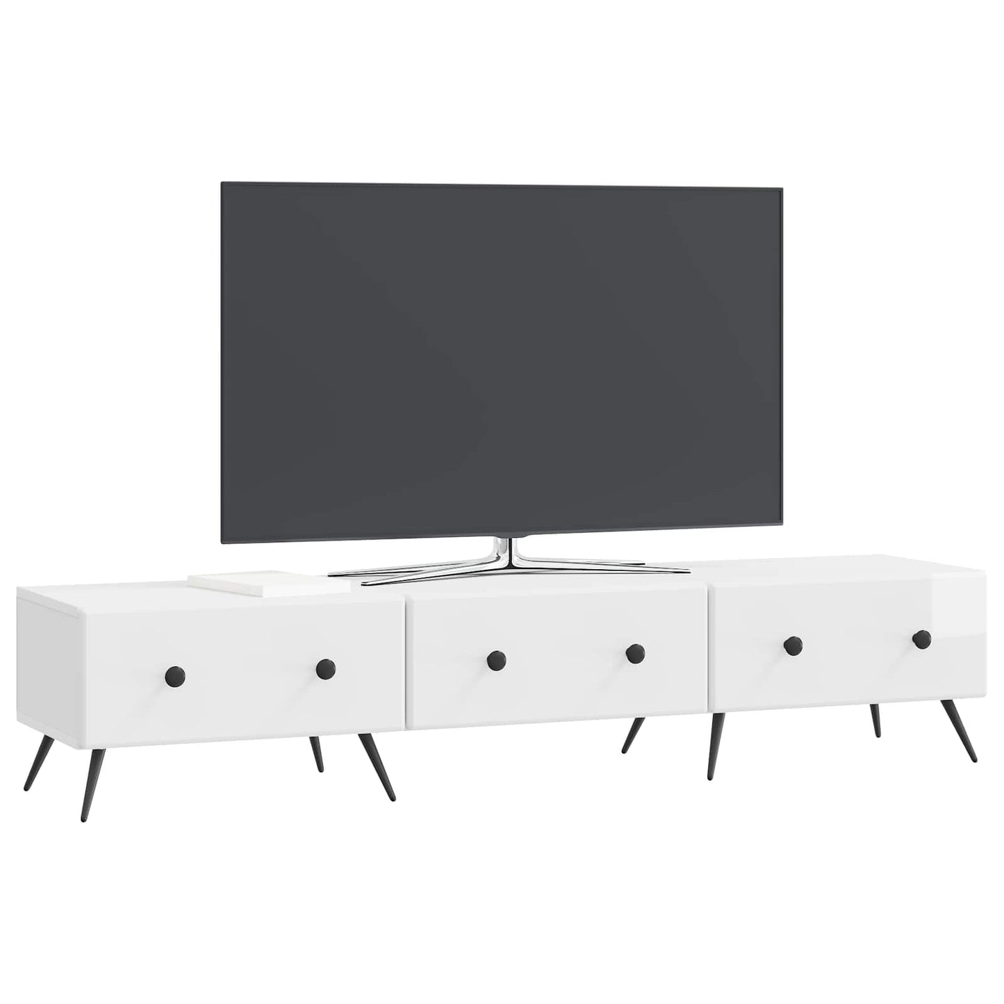 TV szekrény Magasfényű Fehér 147 x 34,5 x 30 cm Szerelt Fa