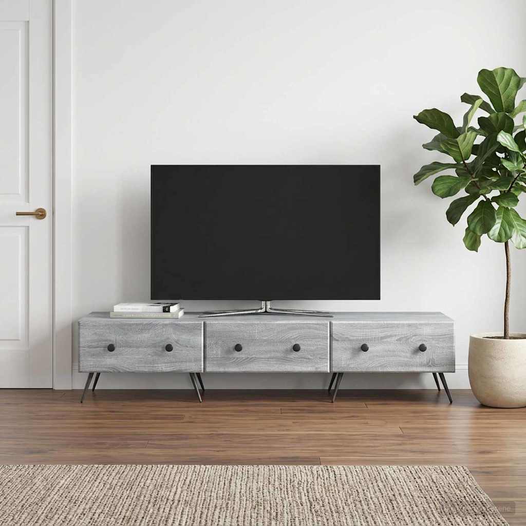 TV szekrény fiókkal Szürke Sonoma 147 x 34,5 x 30 cm Szerelt Fa