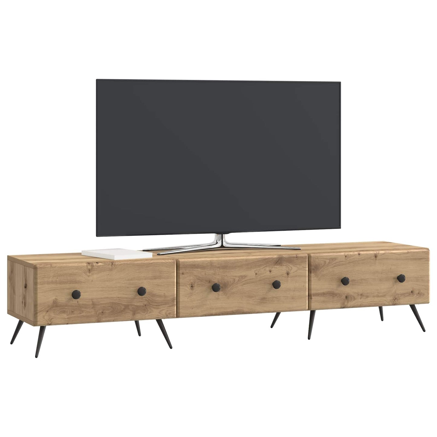 TV szekrény 147 x 34,5 x 30 cm Kézműves Tölgy Szerelt Fa