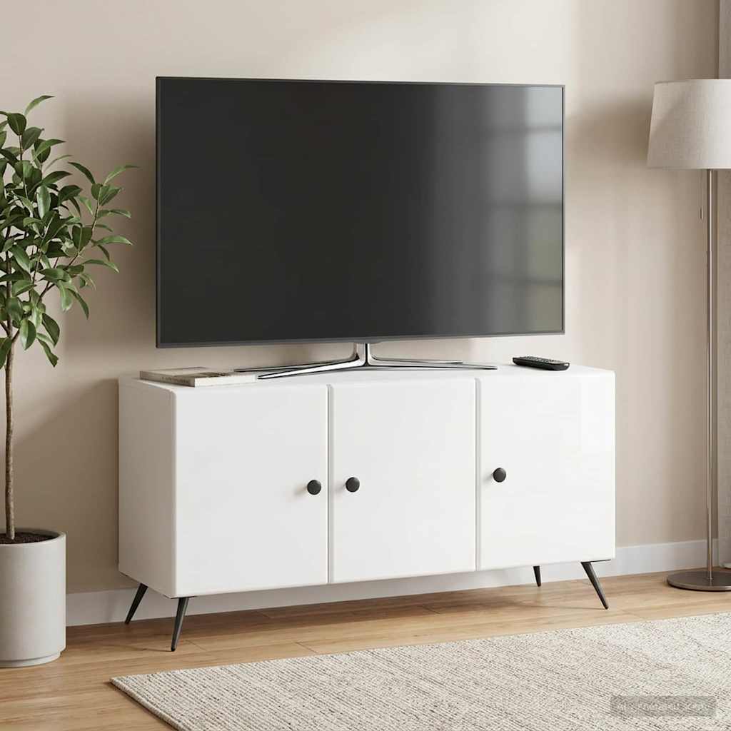 TV szekrény Magasfényű Fehér 99 x 34,5 x 50 cm Szerelt Fa