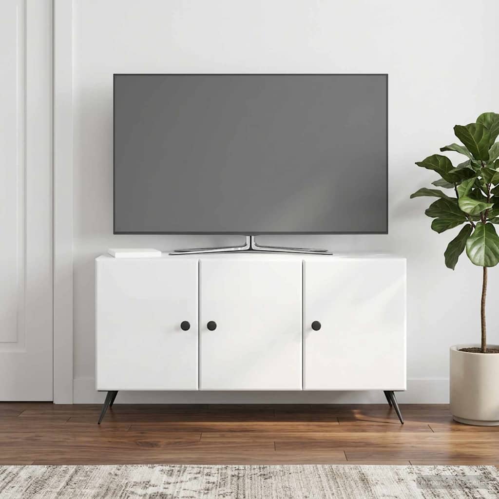 TV szekrény Magasfényű Fehér 99 x 34,5 x 50 cm Szerelt Fa