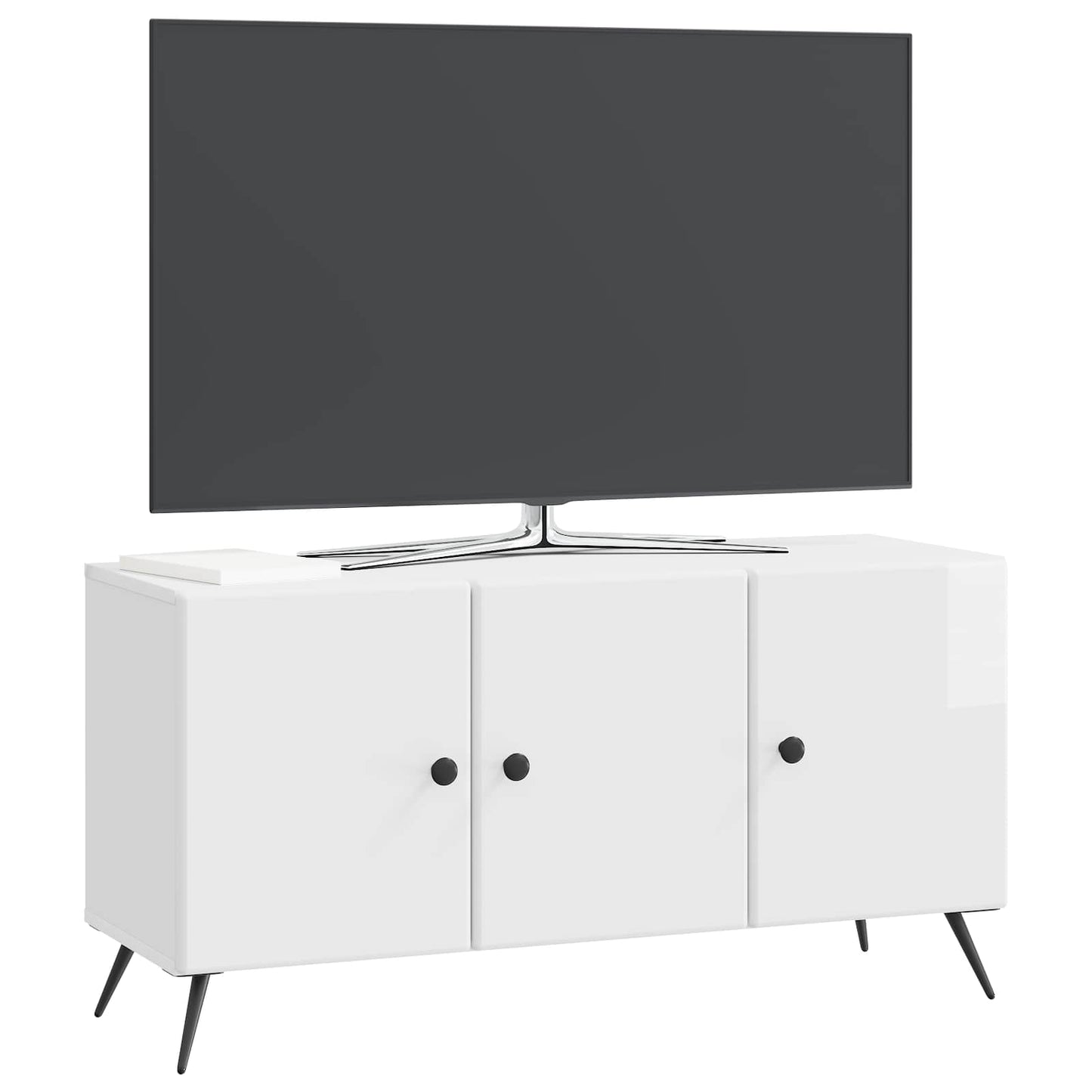 TV szekrény Magasfényű Fehér 99 x 34,5 x 50 cm Szerelt Fa
