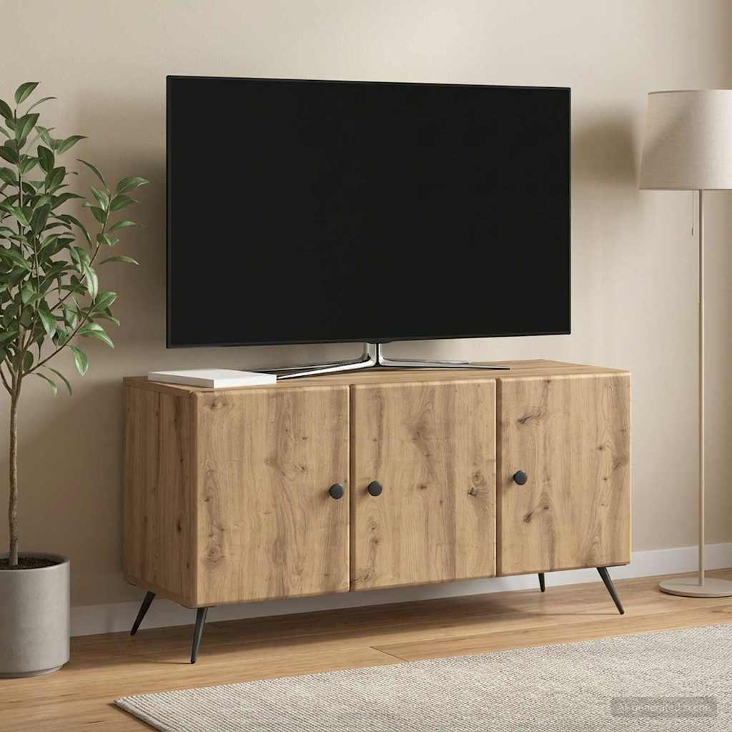 TV szekrény 99 x 34,5 x 50 cm Kézműves Tölgy Szerelt Fa
