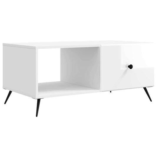 Dohányzóasztal Magasfényű Fehér 90 x 50 x 40 cm Szerelt Fa